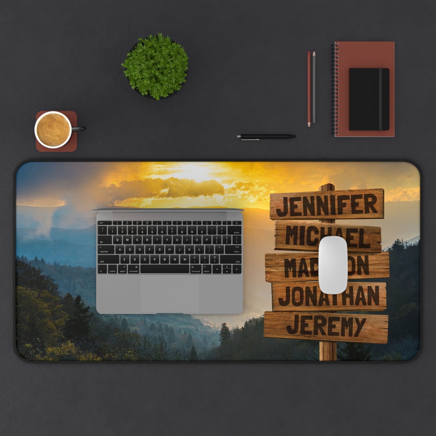 Sunset Mountains Multi-Names Personalized Desk Mat