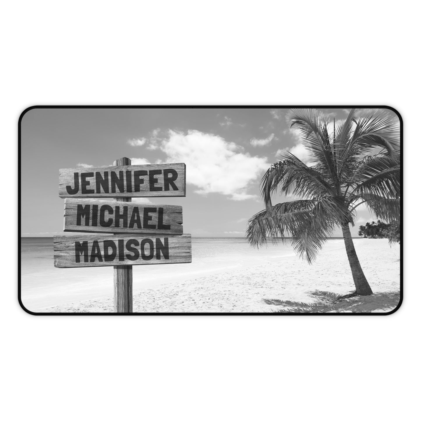 Black and White Ocean Breeze Multi-Names Personalized Desk Mat