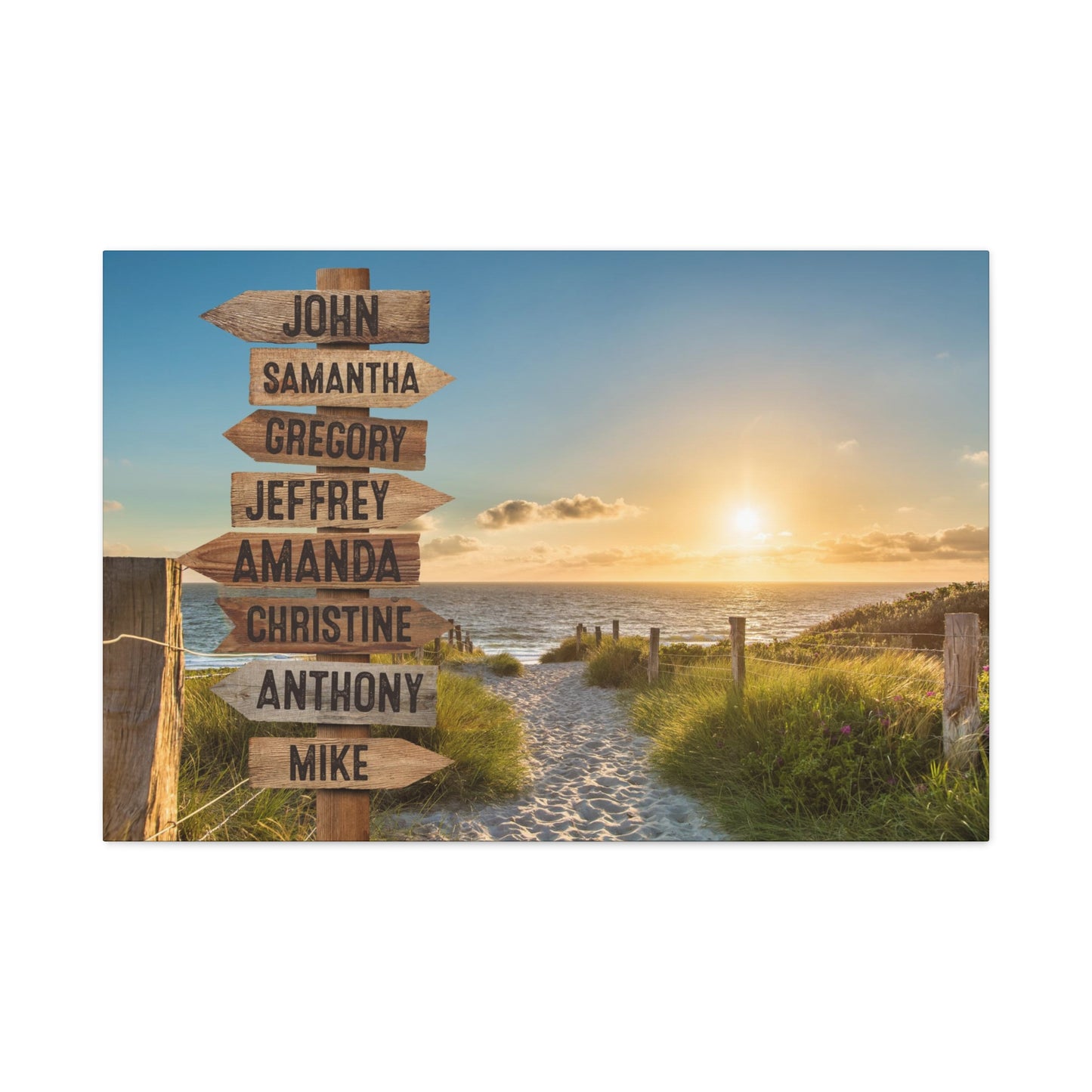 Signpost at the Beach Personalized Premium Canvas