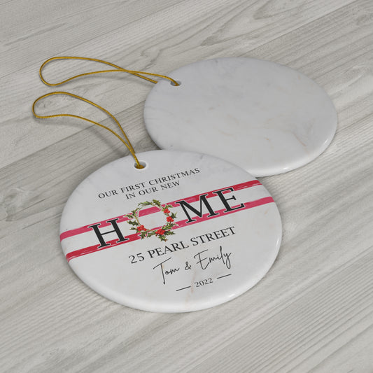 Personalized New Home Ornament - New Home Christmas Ornament - Wreath Christmas Ornament