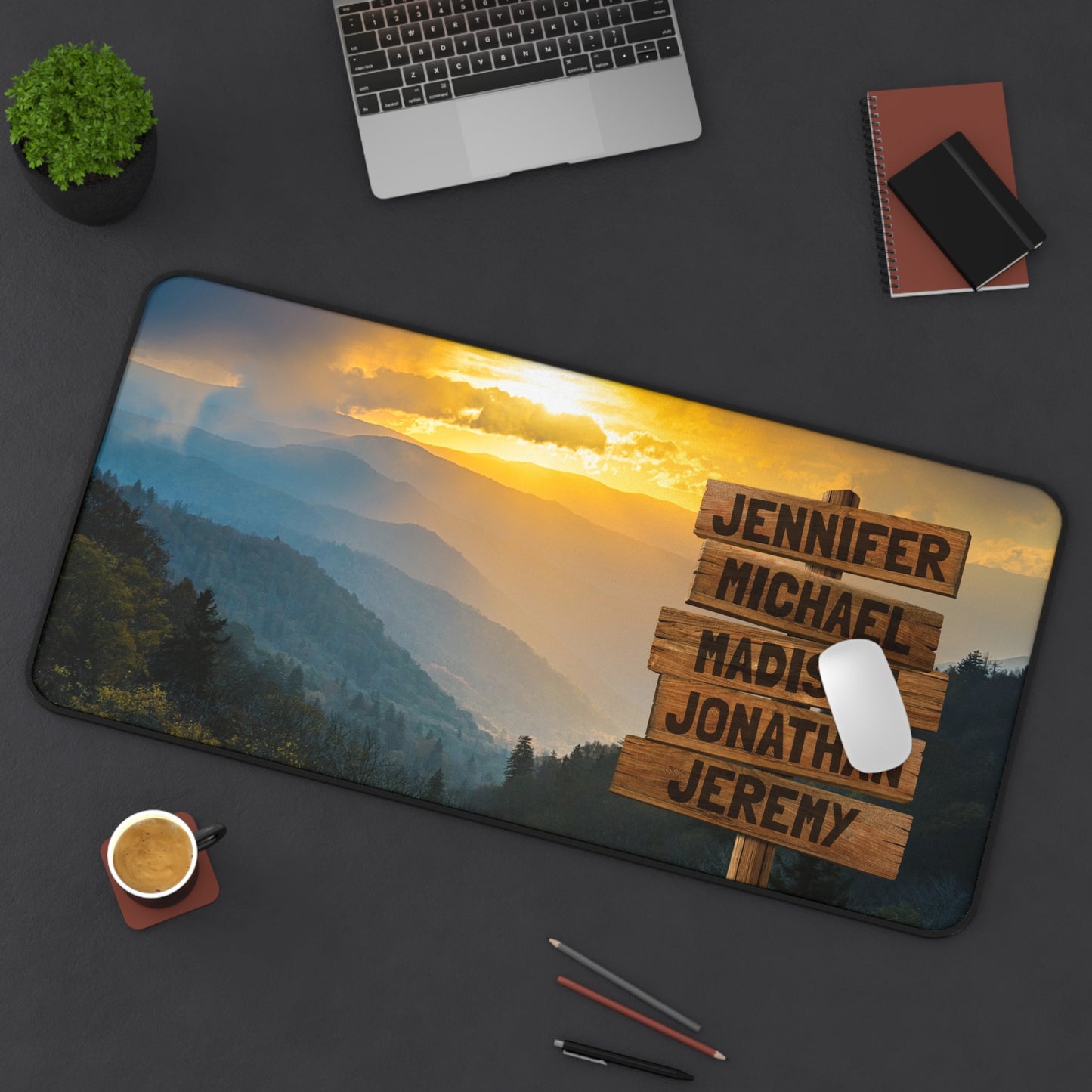 Sunset Mountains Multi-Names Personalized Desk Mat
