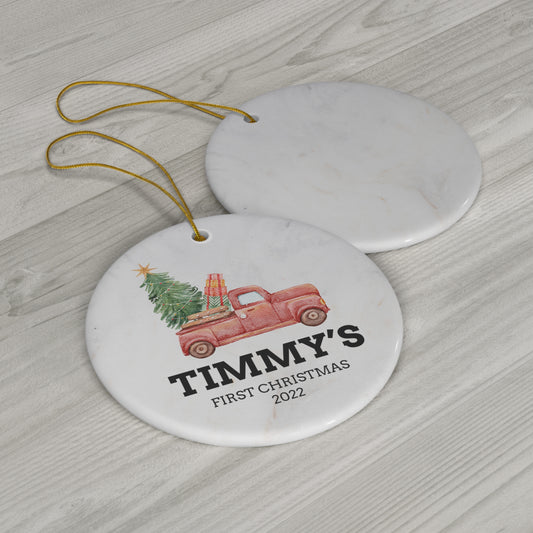 Baby’s First Christmas Ornament - Personalized First Christmas Truck Ornament - Custom Baby Boy Truck Ornament