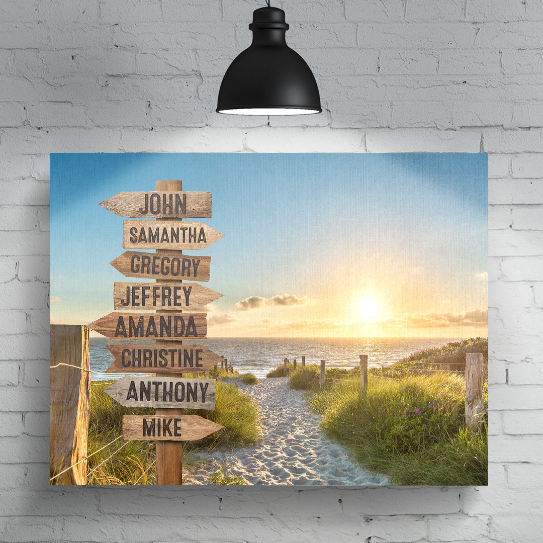 Signpost at the Beach Personalized Premium Canvas