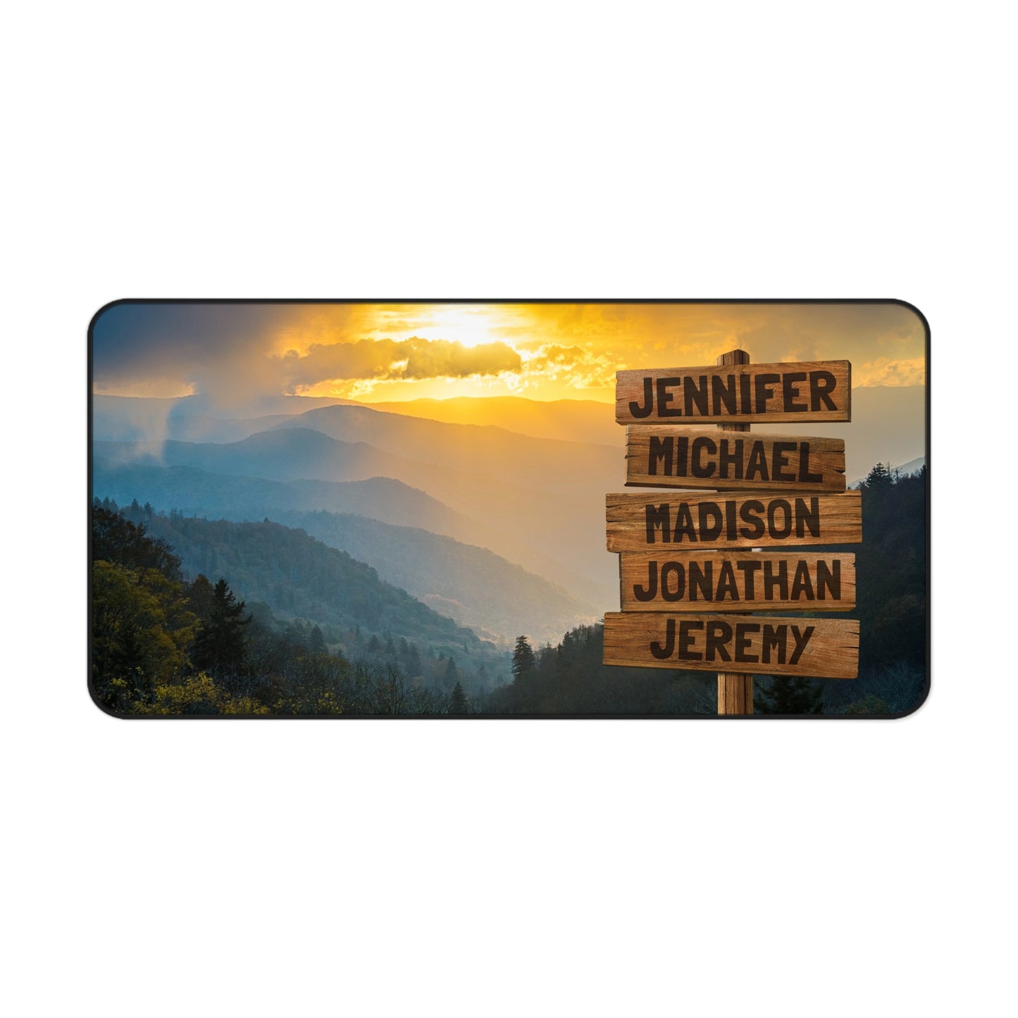 Sunset Mountains Multi-Names Personalized Desk Mat