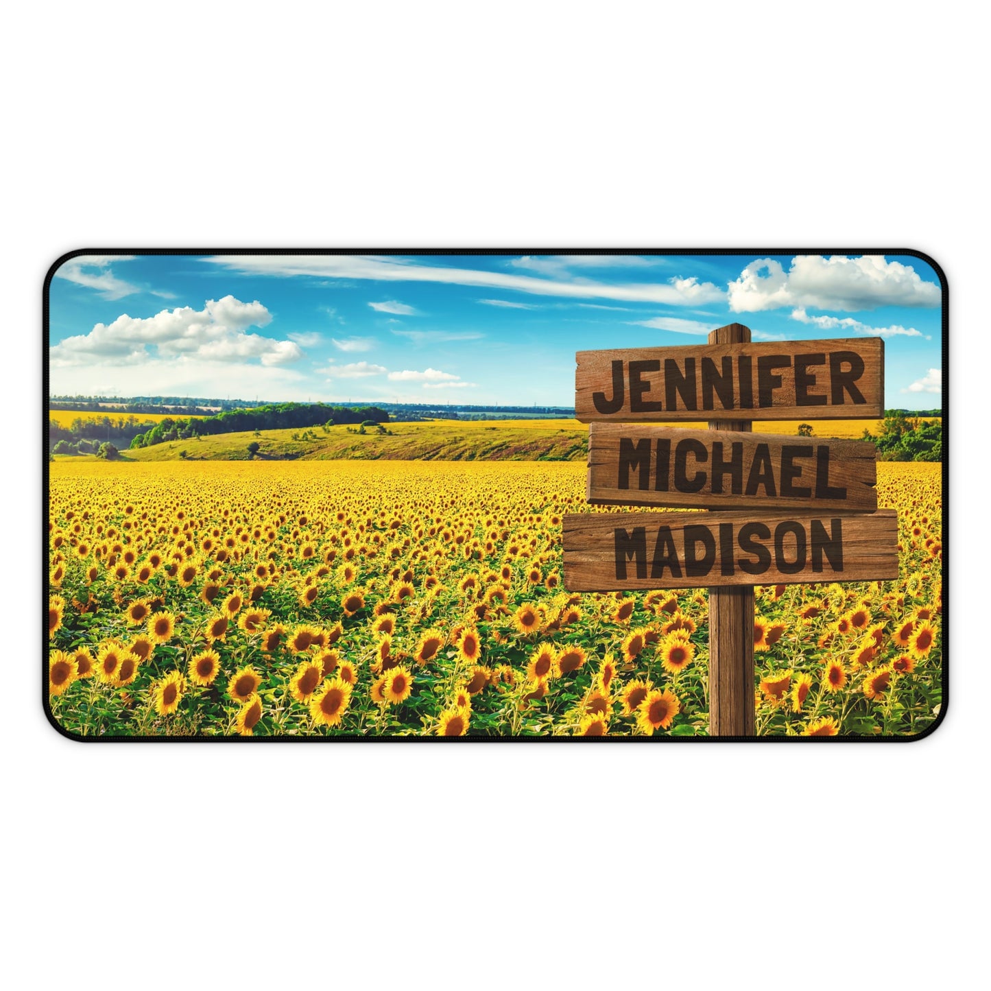 Sunflower Field Multi-Names Personalized Desk Mat