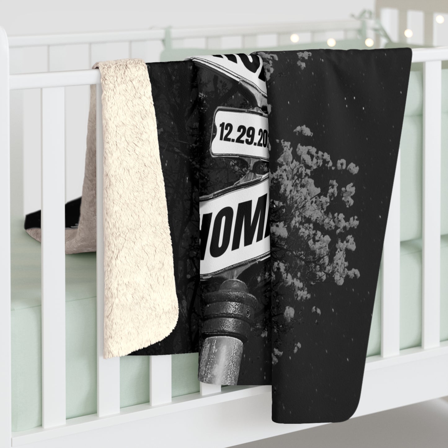 Full Moon at Night Date of Birth Vintage Street Sign Personalized Premium Blanket