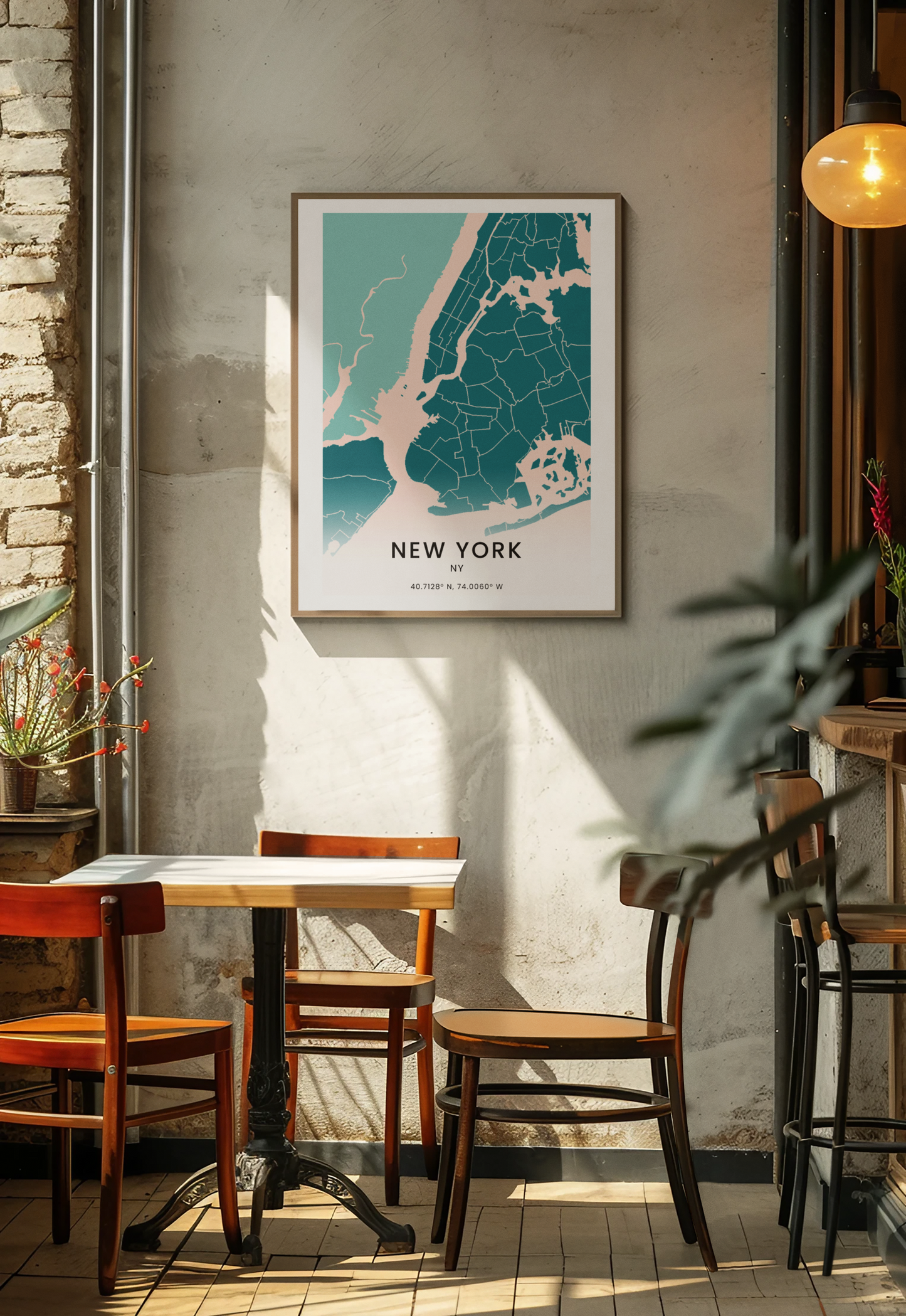 New York Map Outline Premium Poster