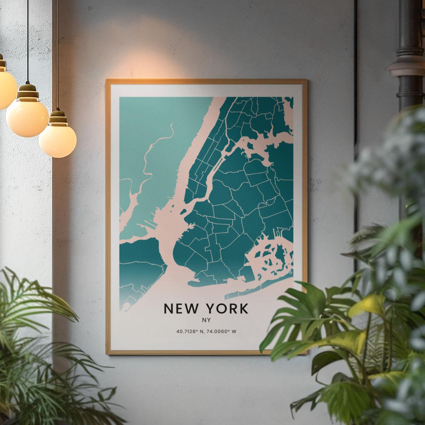 New York Map Outline Premium Poster