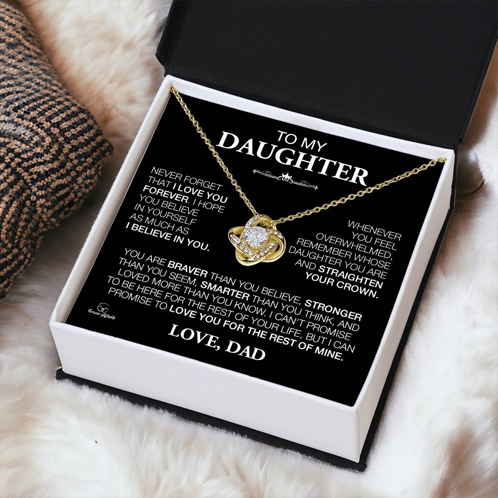 Unique Gift For Daughter From Dad "Never Forget That I Love You" Love Knot Necklace