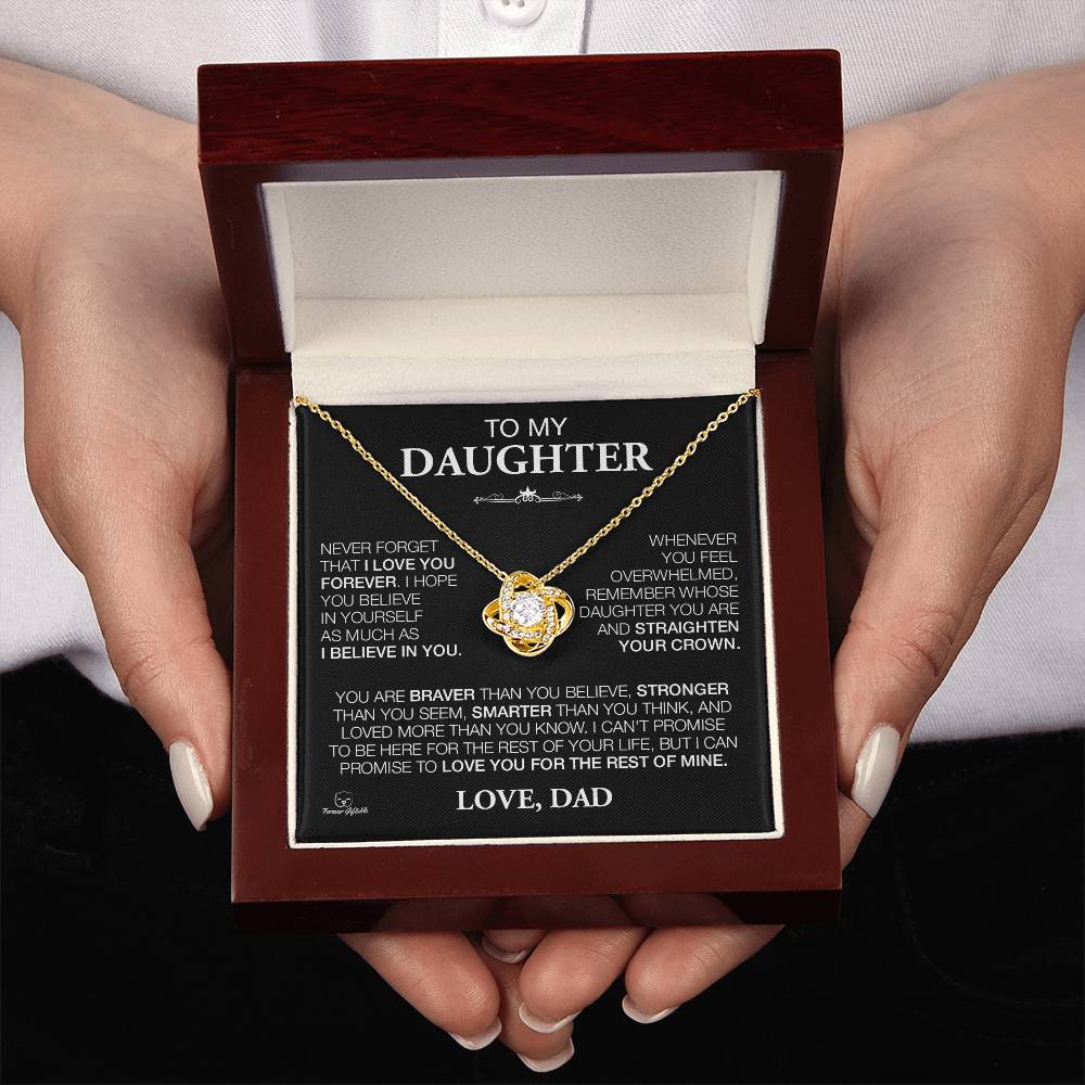 Unique Gift For Daughter From Dad "Never Forget That I Love You" Love Knot Necklace