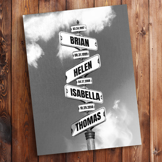 Date of Birth Vintage Street Sign Personalized Premium Canvas