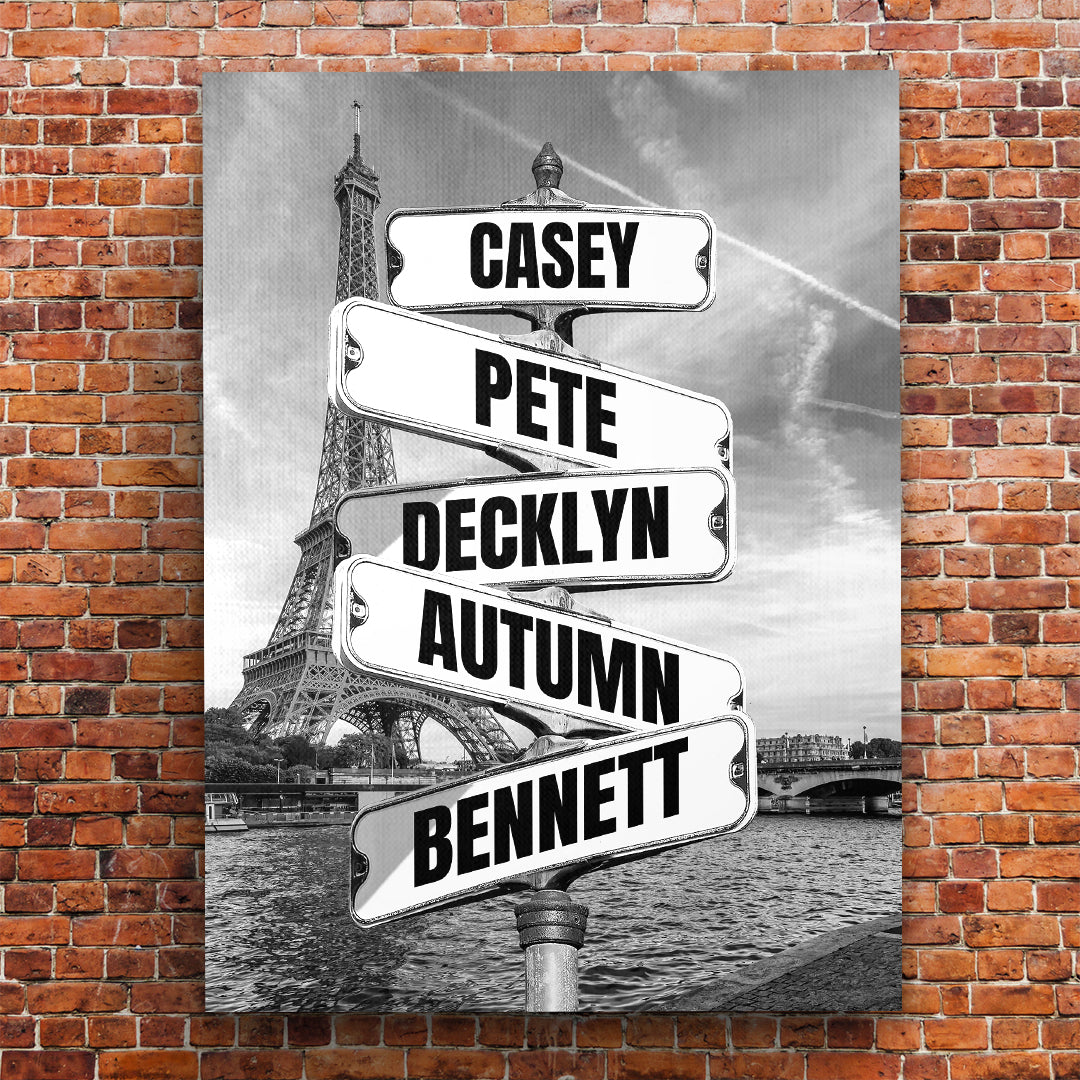Family Member Names Vintage Street Sign Personalized Premium Canvas