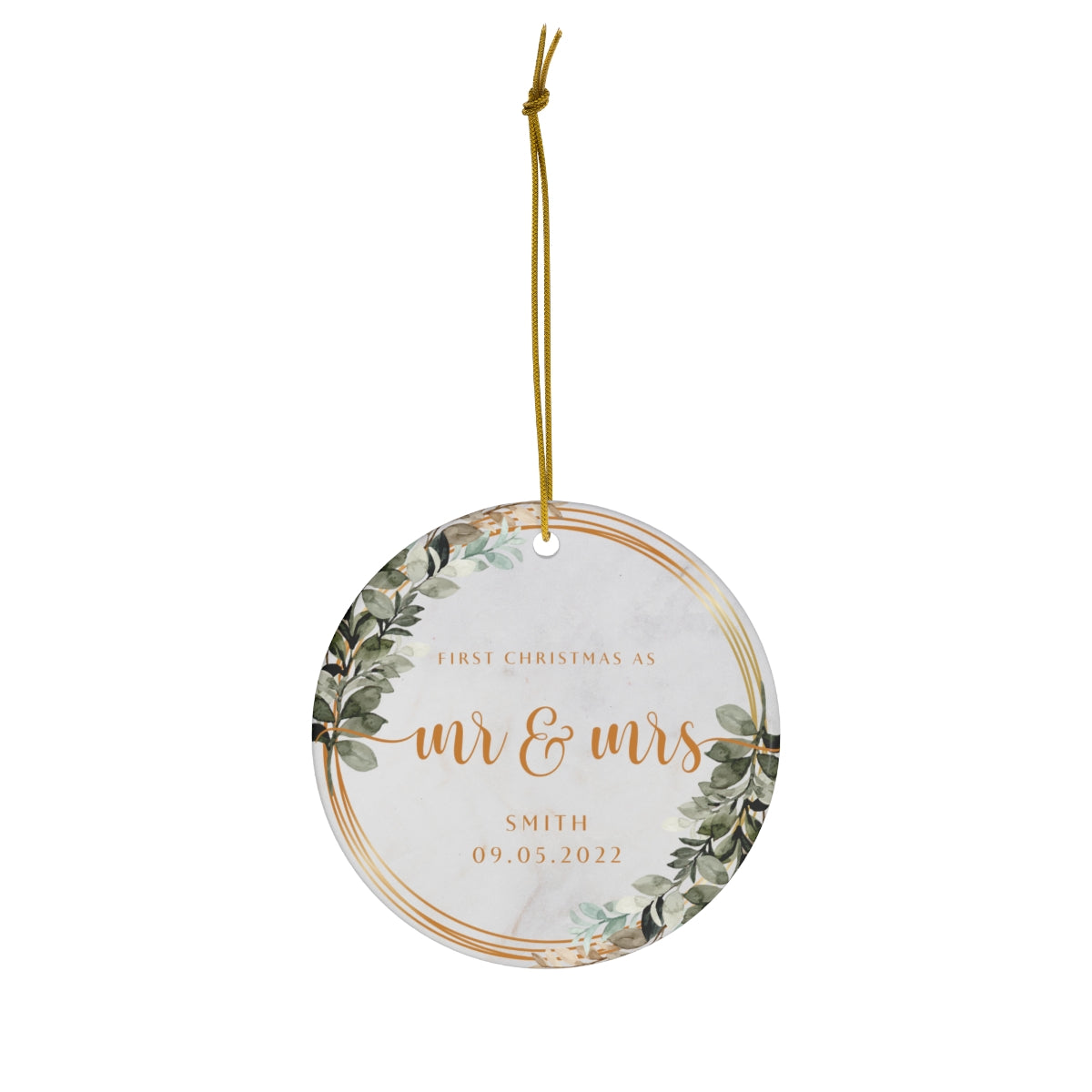 Mr and Mrs Christmas Ornament - First Christmas Married Ornament - Our First Christmas Married as Mr and Mrs Ornament - Floral Border Ornament - Personalized