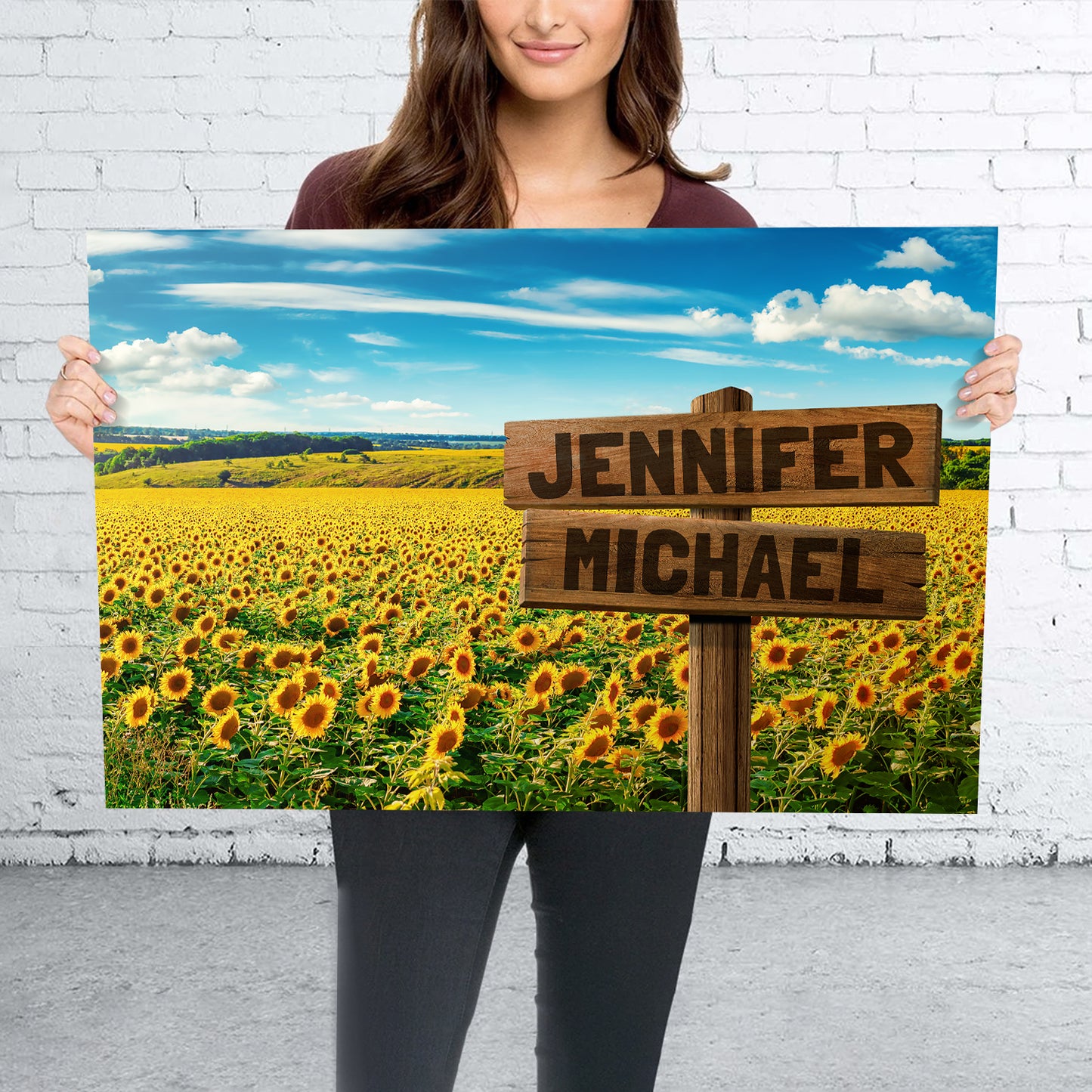 Sunflower Field Multi-Names Personalized Premium Canvas