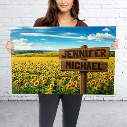 Sunflower Field Multi-Names Personalized Premium Canvas