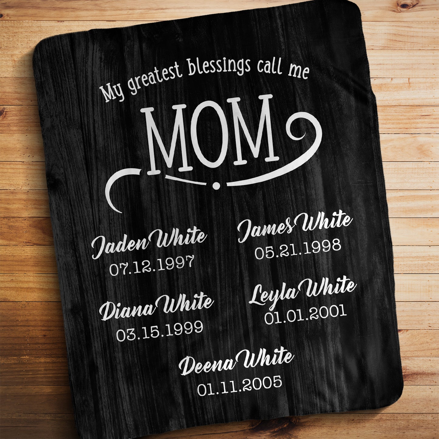My Greatest Blessings Call Me Mom Rustic Personalized Blanket