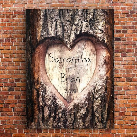 “So In Love” Personalized Dark Wood Plank Premium Canvas