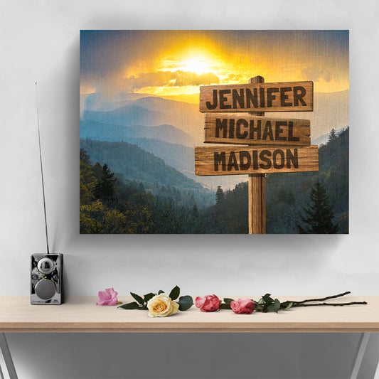 Sunset Mountains Multi-Names Personalized Premium Canvas