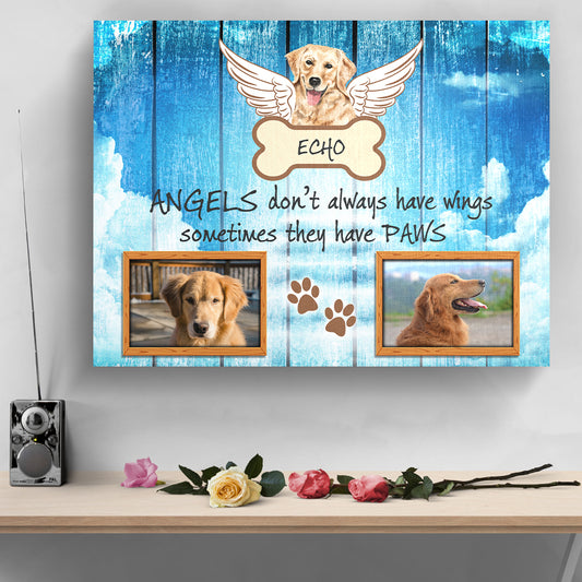 Pet Photo Memorial With Angel Wings Dog Personalized Premium Canvas