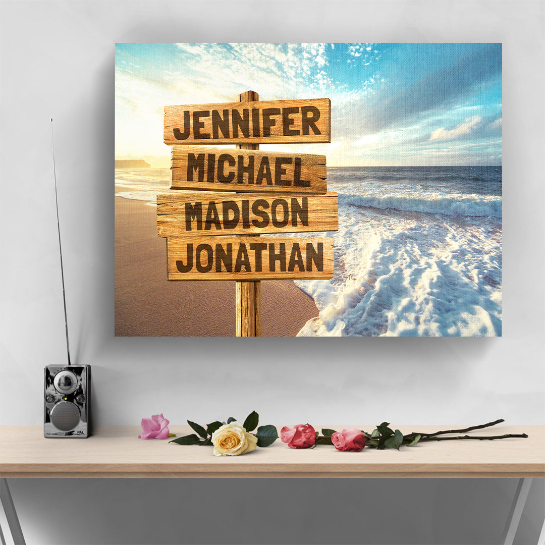 Sunset Ocean Multi-Names Personalized Premium Canvas