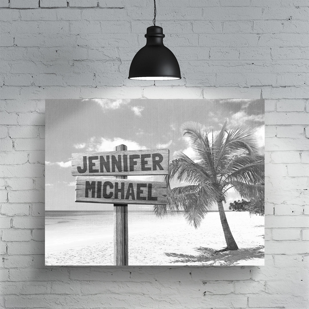 Black and White Ocean Breeze Multi-Names Personalized Premium Canvas