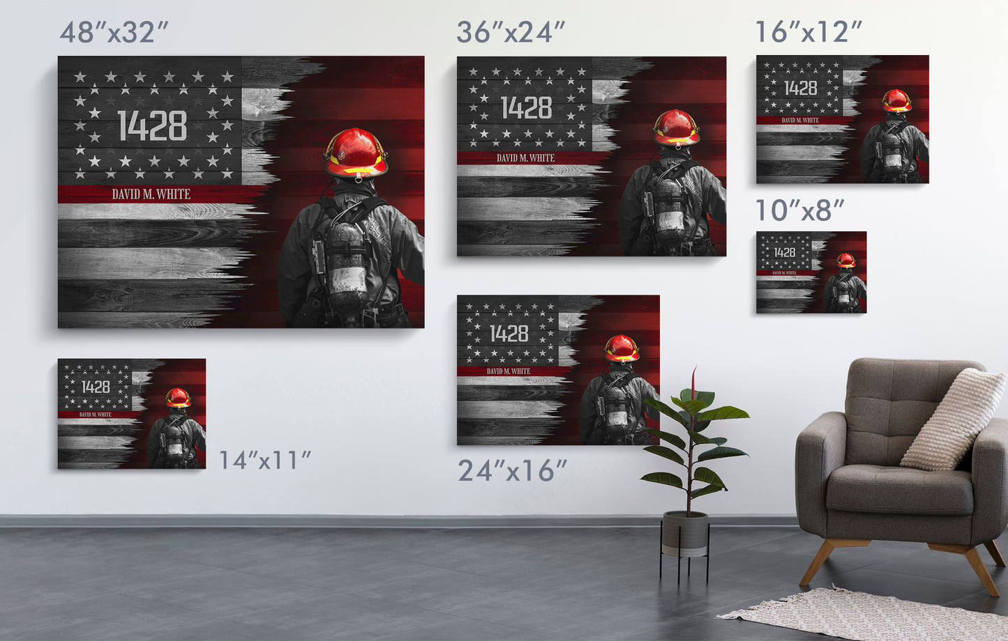 Thin Red Line Personalized Premium Canvas