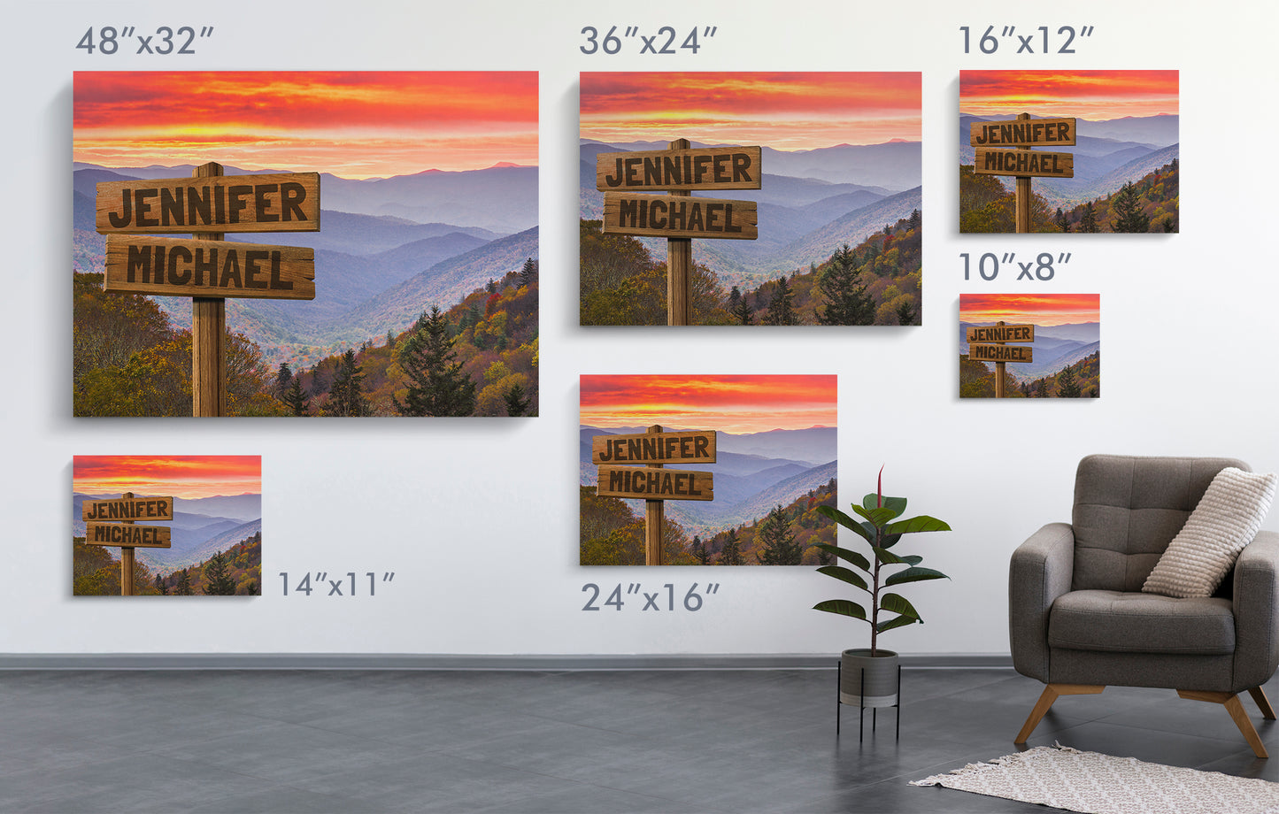 Smoky Mountains Multi-Names Personalized Premium Canvas
