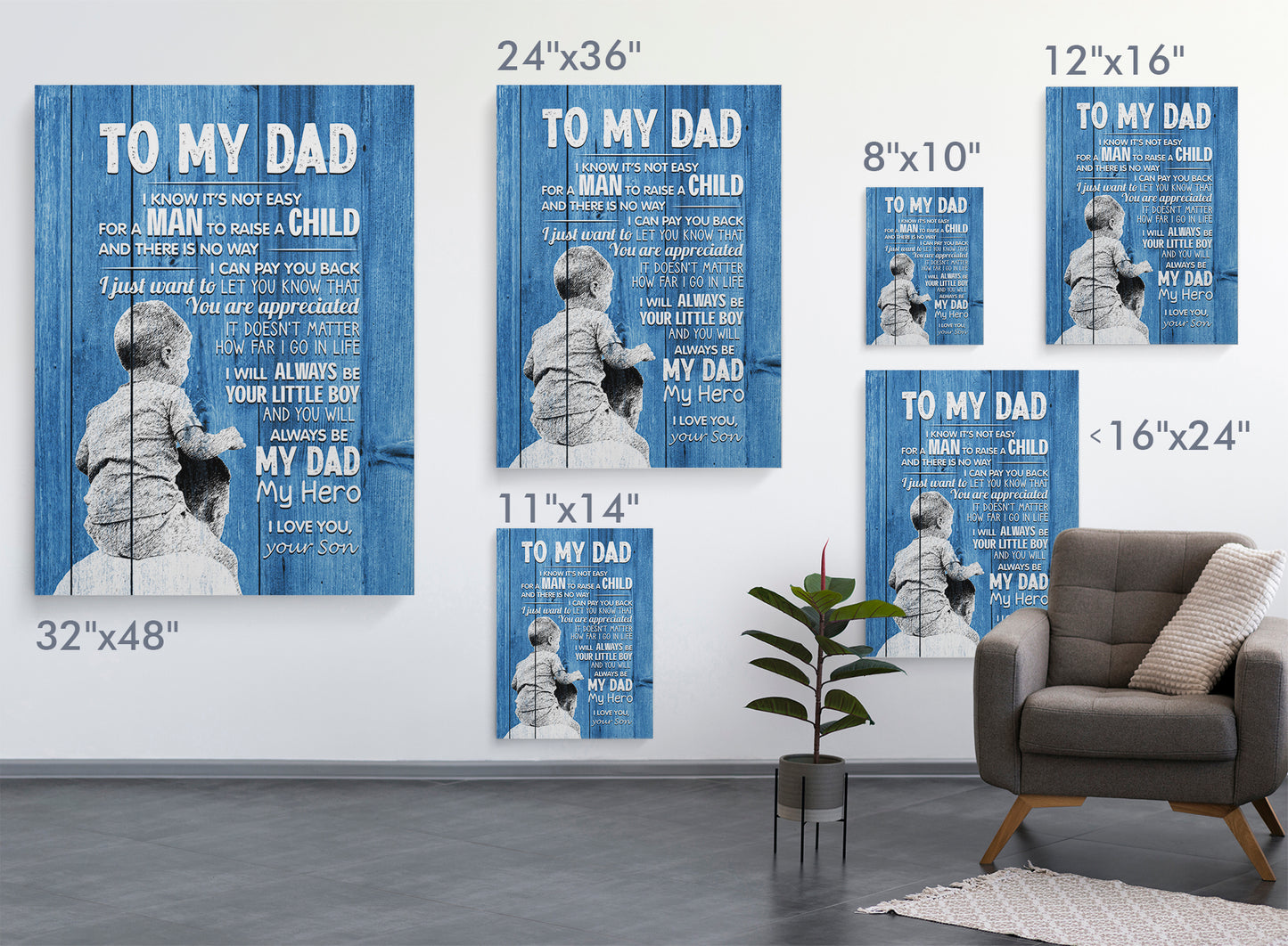 To My Dad Personalized Premium Canvas - Gift from Son