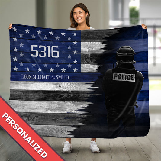 Thin Blue Line Personalized Blanket