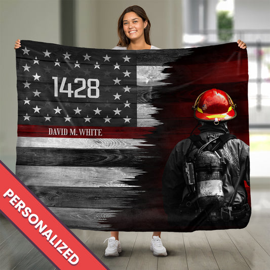 Thin Red Line Personalized Blanket