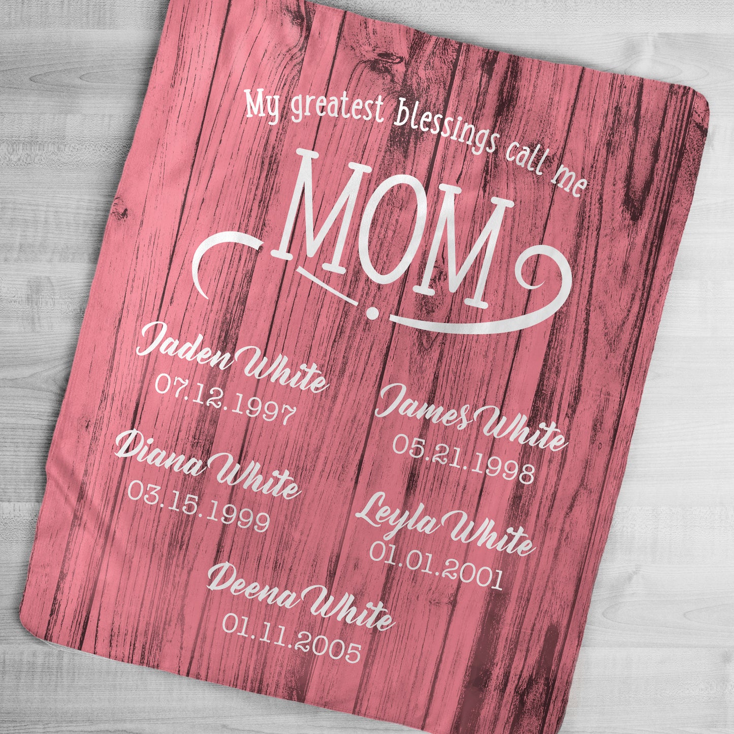 My Greatest Blessings Call Me Mom Rustic Personalized Blanket