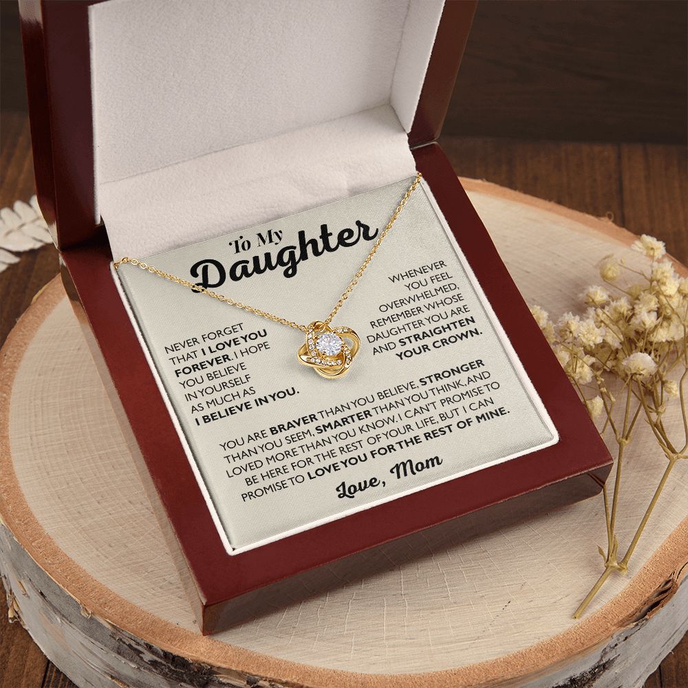 To My Daughter, Love You For The Rest Of Mine - Love Mom - Love Knot Necklace