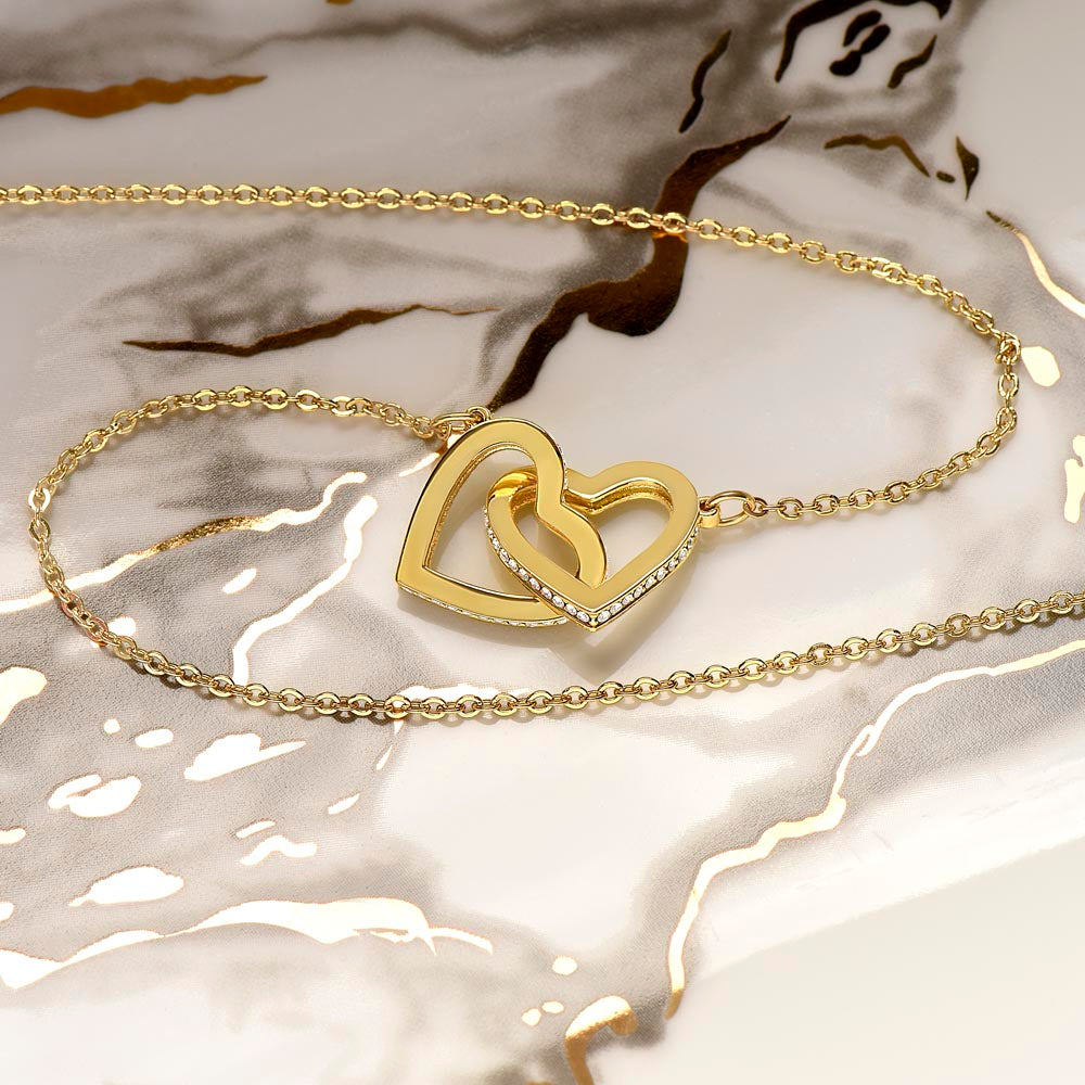 To My Beautiful Granddaughter (Always Be Brave) Love, Grandma & Grandpa - Interlocking Hearts Necklace