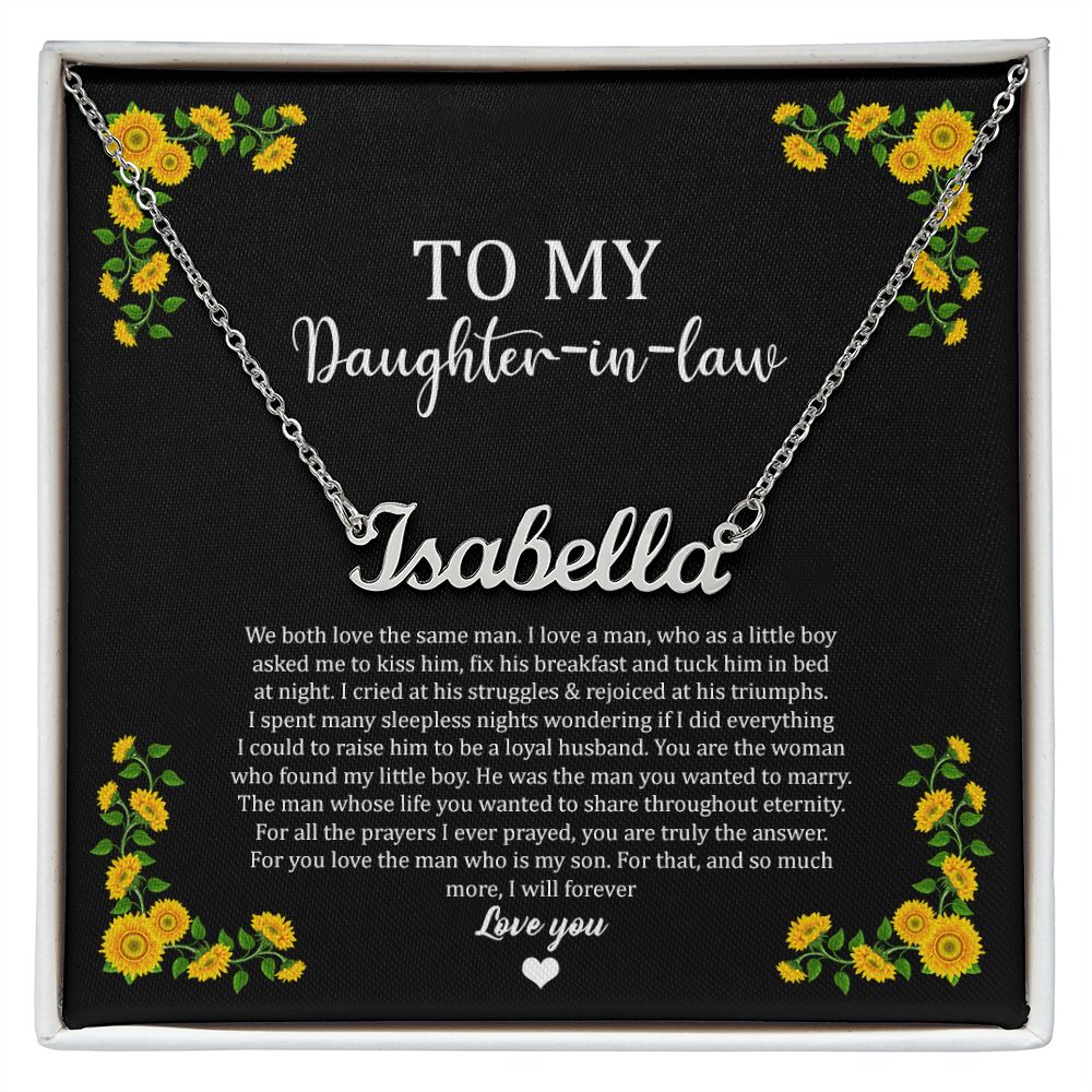 To My Daughter In Law Sunflower - Custom Name Necklace