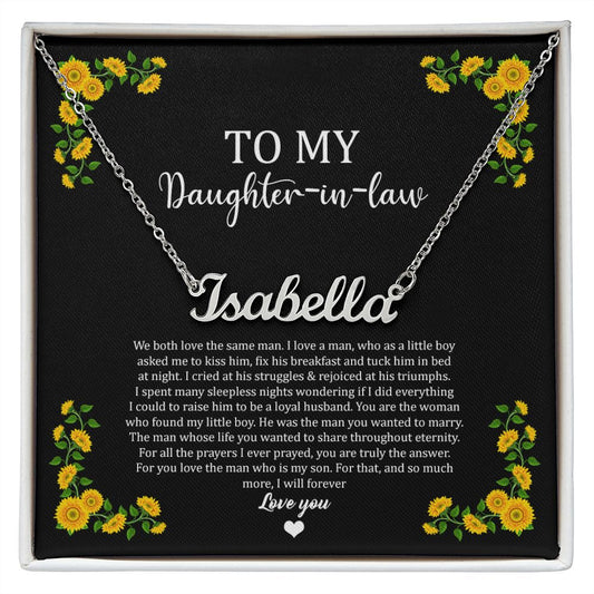 To My Daughter In Law Sunflower - Custom Name Necklace