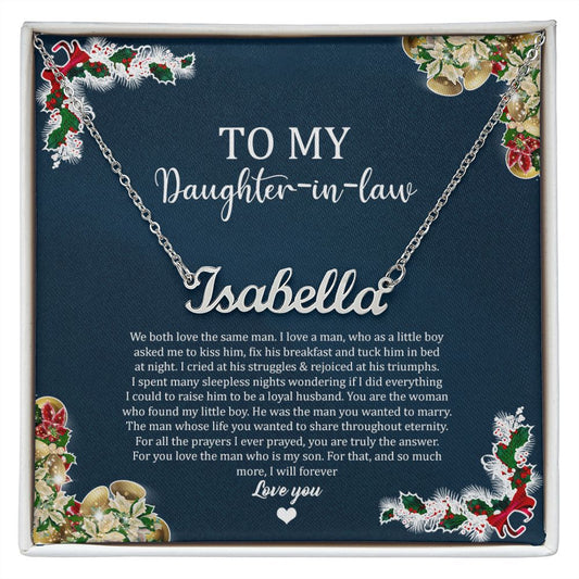 To My Daughter In Law Holiday (Blue) - Custom Name Necklace