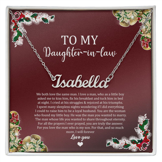 To My Daughter In Law Holiday (Red) - Custom Name Necklace
