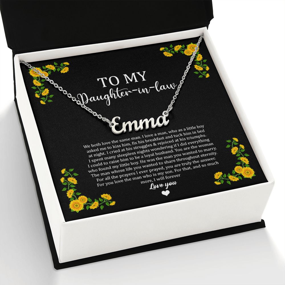 To My Daughter In Law Sunflower - Custom Name Necklace