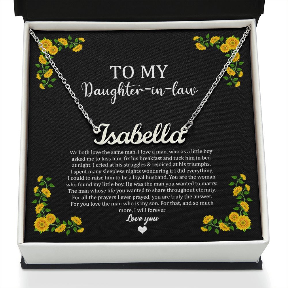 To My Daughter In Law Sunflower - Custom Name Necklace