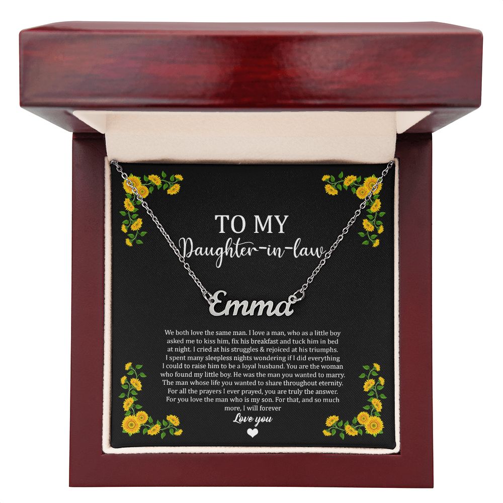 To My Daughter In Law Sunflower - Custom Name Necklace