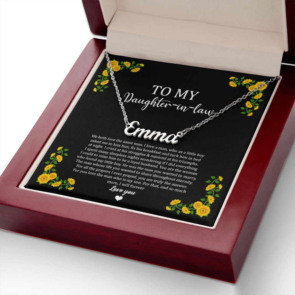 To My Daughter In Law Sunflower - Custom Name Necklace