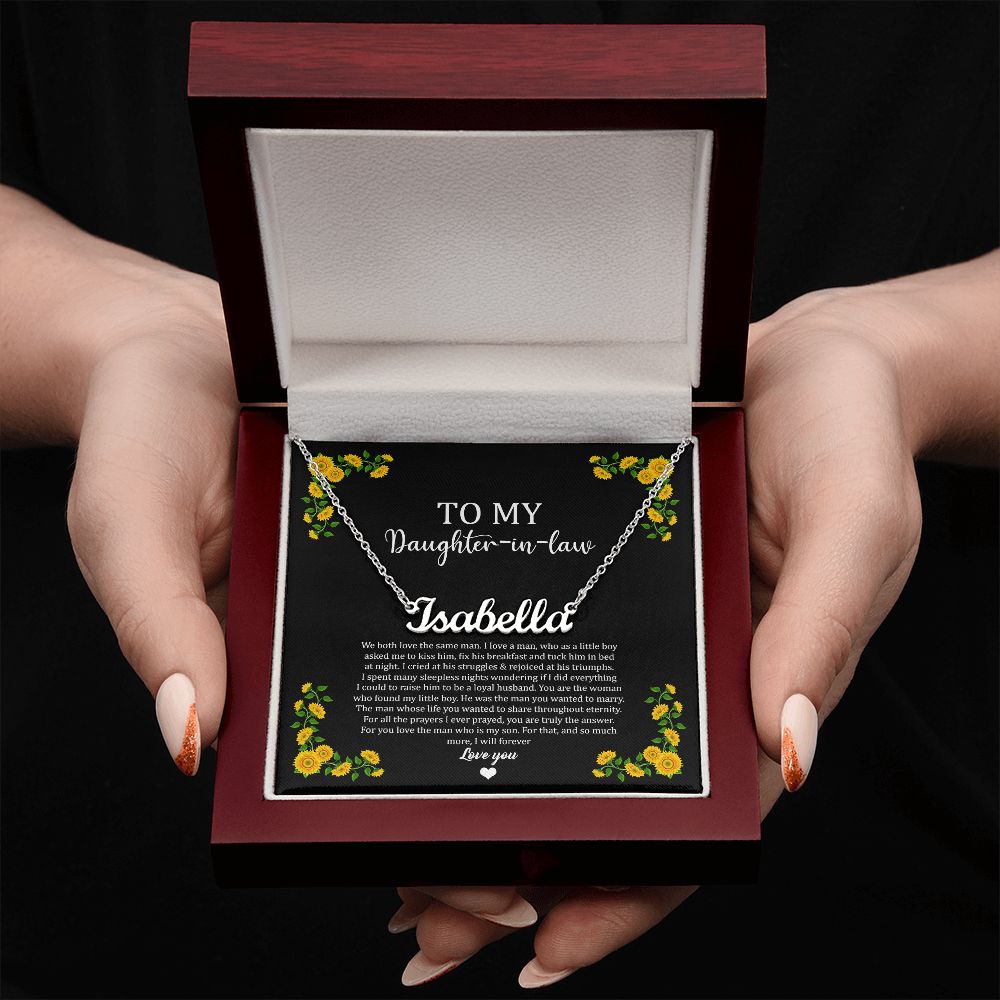 To My Daughter In Law Sunflower - Custom Name Necklace