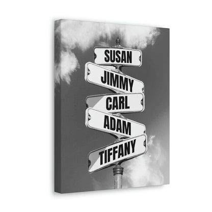 Family Member Names Vintage Street Sign Personalized Premium Canvas