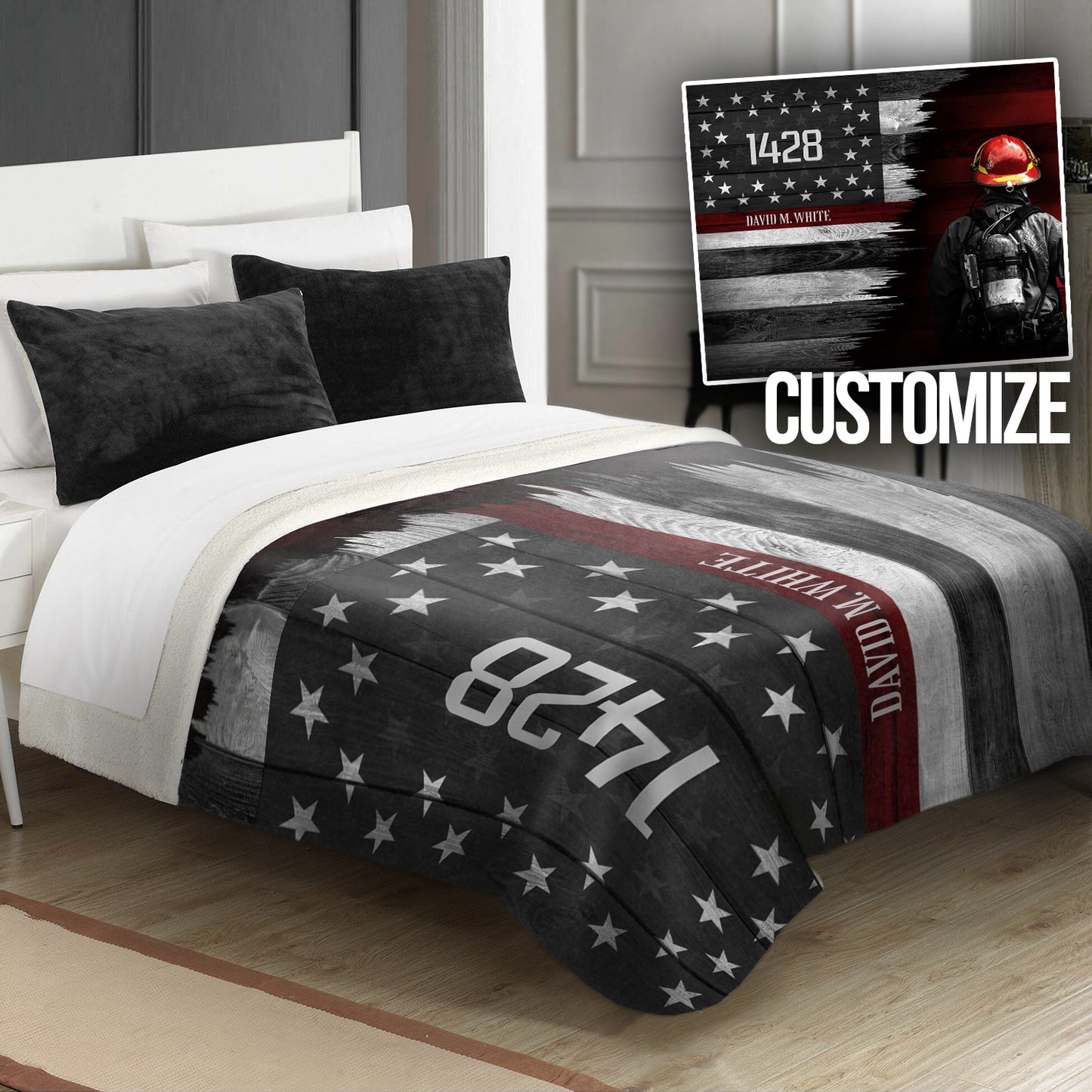 Thin Red Line Personalized Blanket