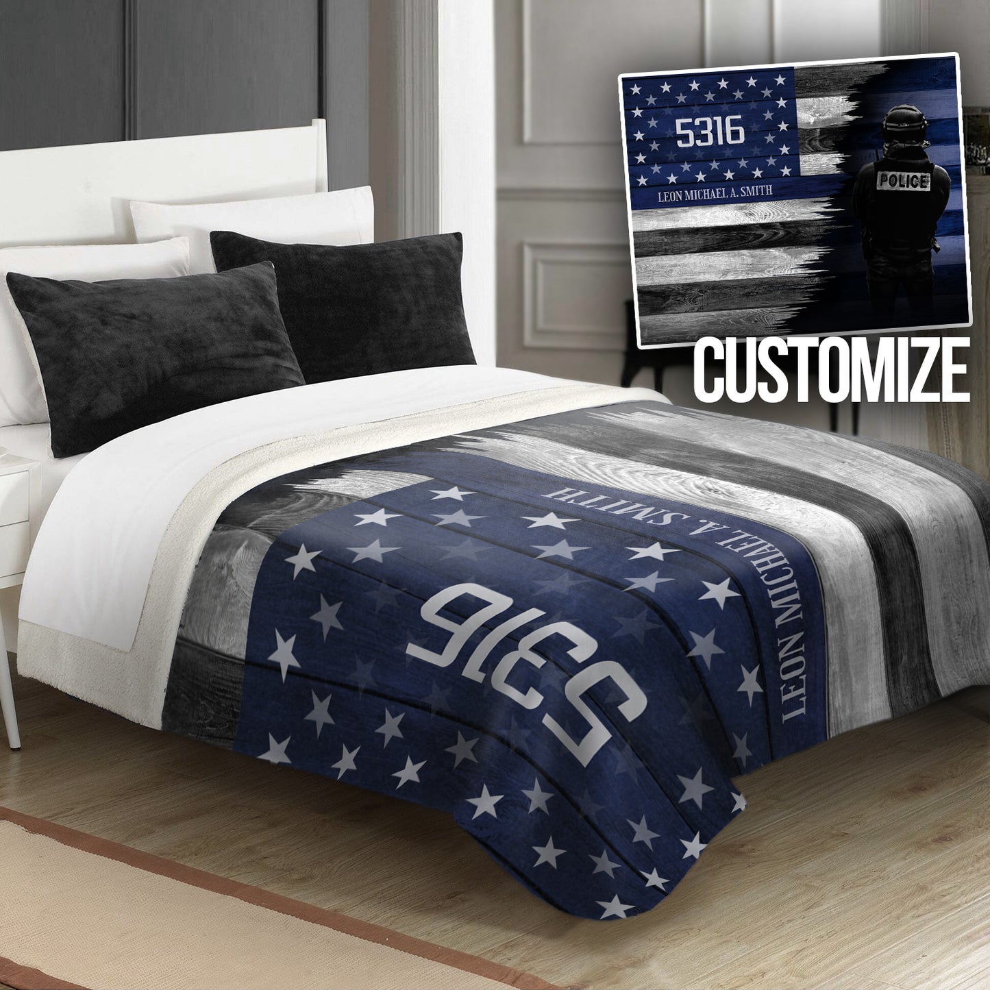 Thin Blue Line Personalized Blanket