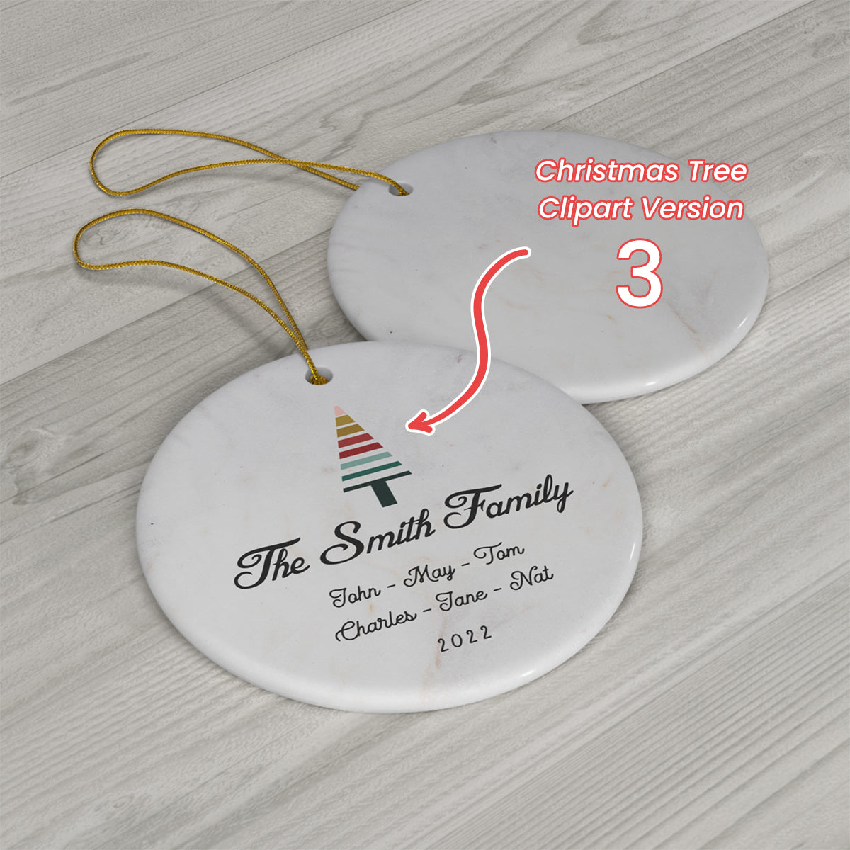 Christmas Family Ornament - Family Names Christmas 2022 - Christmas Tree Clipart