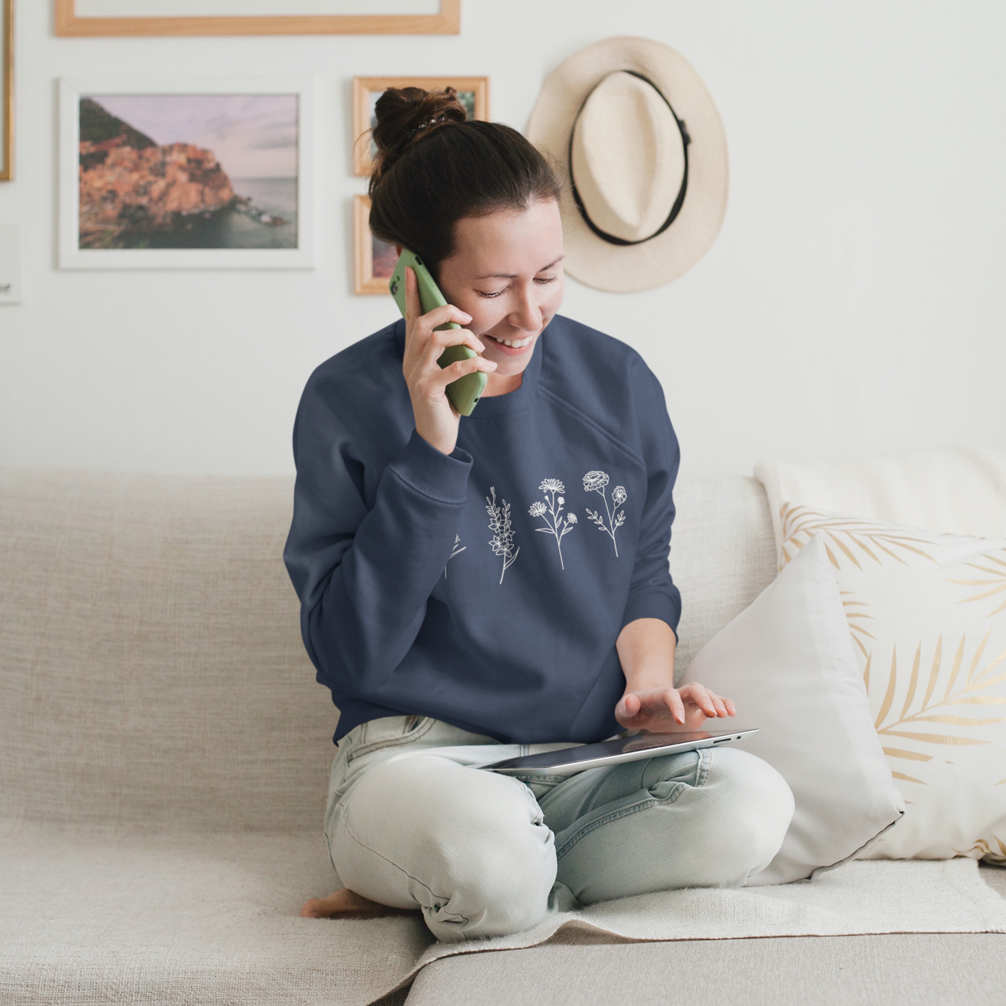 Personalize Birth Month Flower Premium Sweatshirt