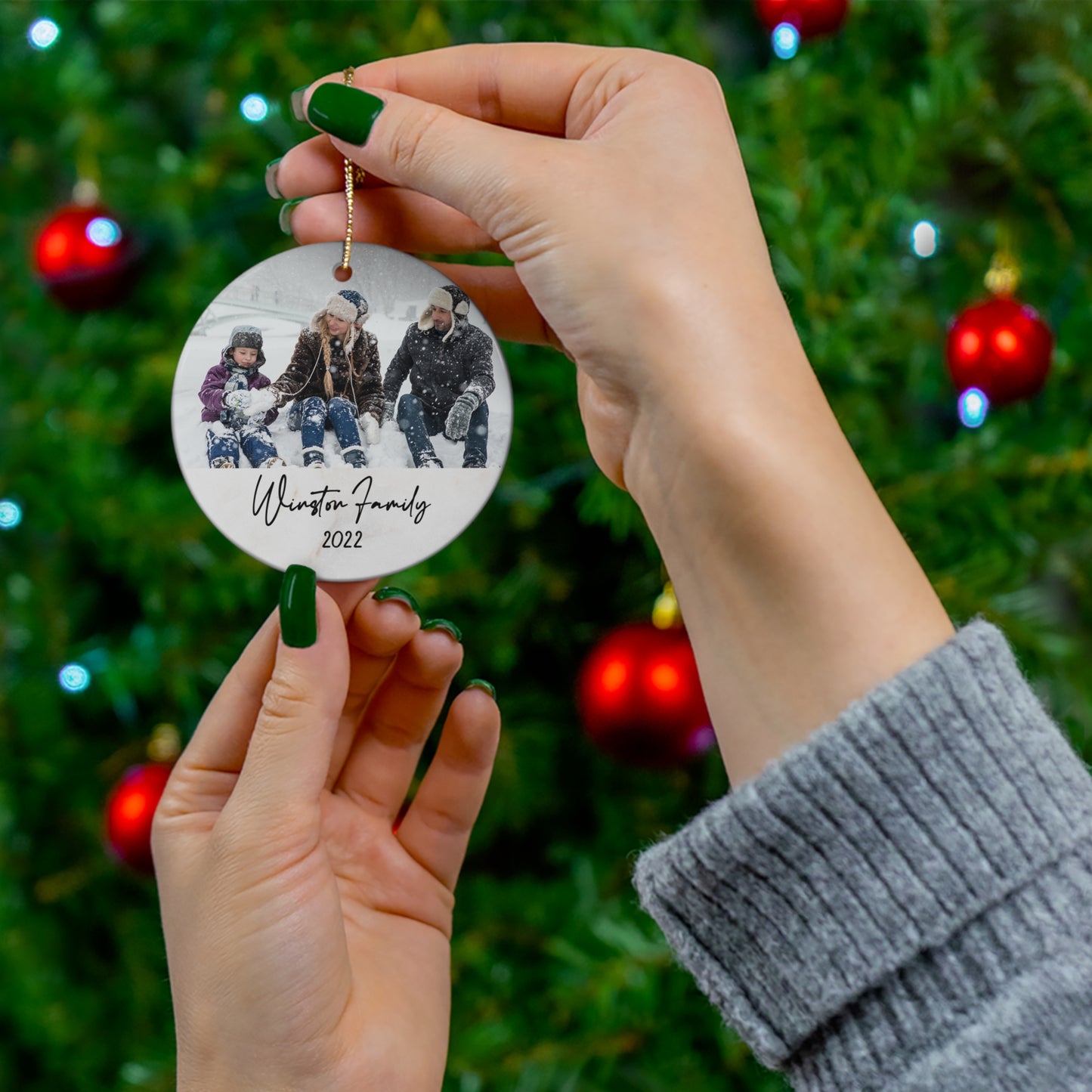 Personalized Photo Christmas Ornament, Christmas Gift, Custom Christmas Family Picture Ornament, In Memory Ornament, Christmas Ceramic Unique Ornament