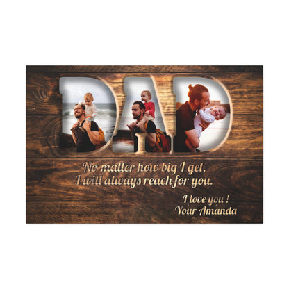 Dad Personalized Photo Premium Canvas (Wood Version)