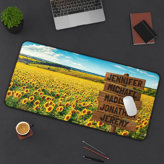 Sunflower Field Multi-Names Personalized Desk Mat